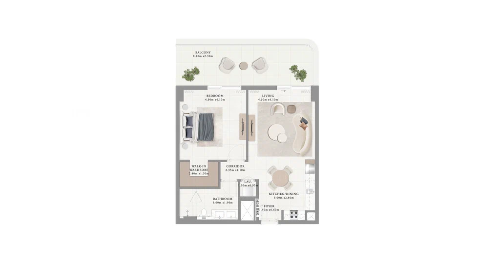 1-комнатная 75 м2 ЖК Bayline & Avonlea