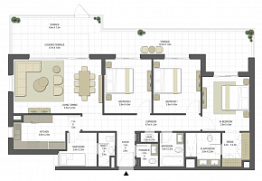 3-комнатная 158.3 м2 ЖК Jawaher Residence