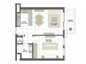 1-комнатная 66 м2 ЖК Anbar Residences