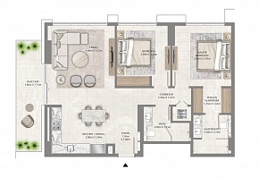 2-комнатная 104,1 м2 ЖК Dubai Creek Harbour - Creek Waters 2